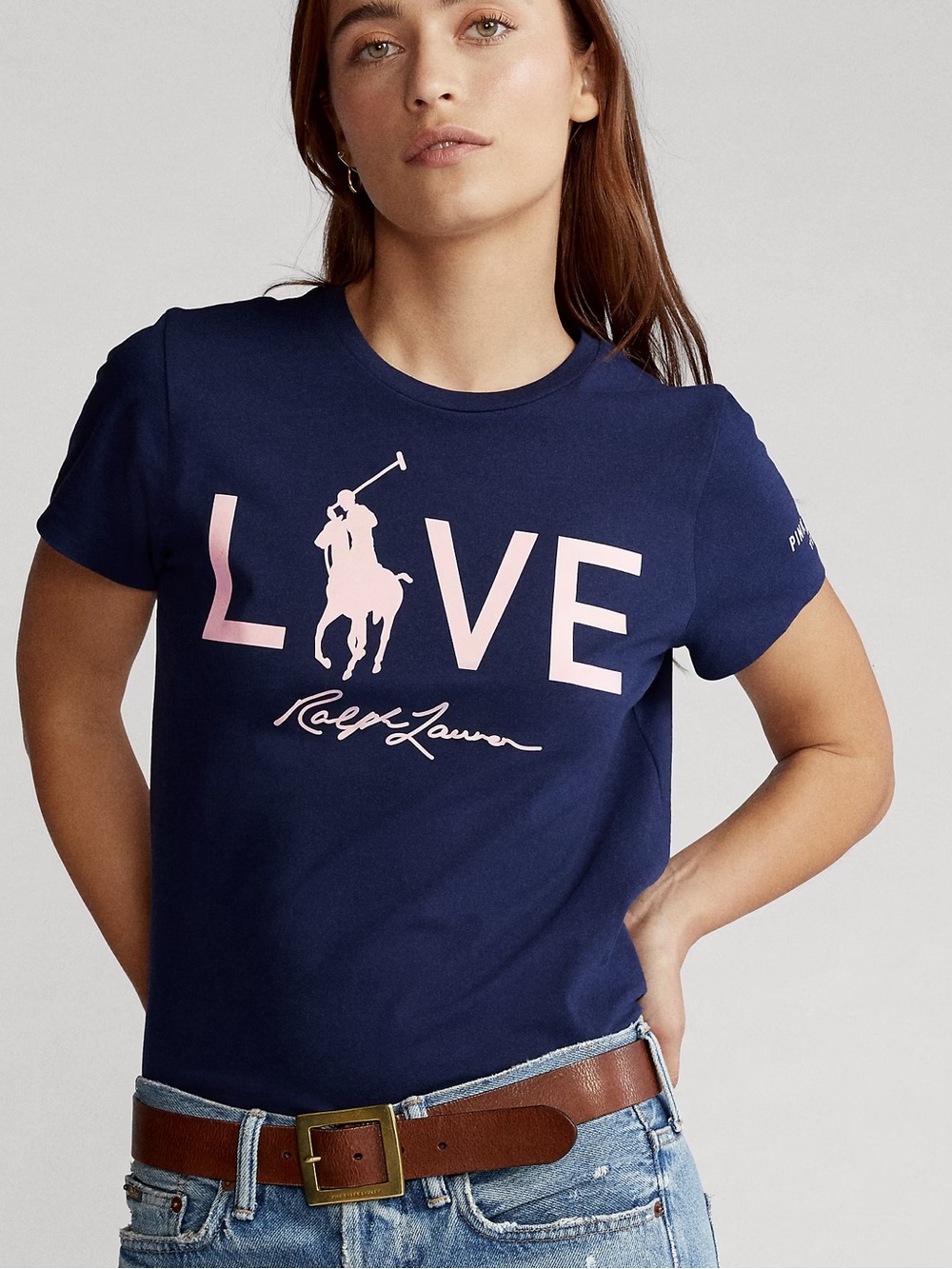 Polo Ralph Lauren x Pink Pony "LOVE" collection Graphic Tee Navy Blue Pink Med